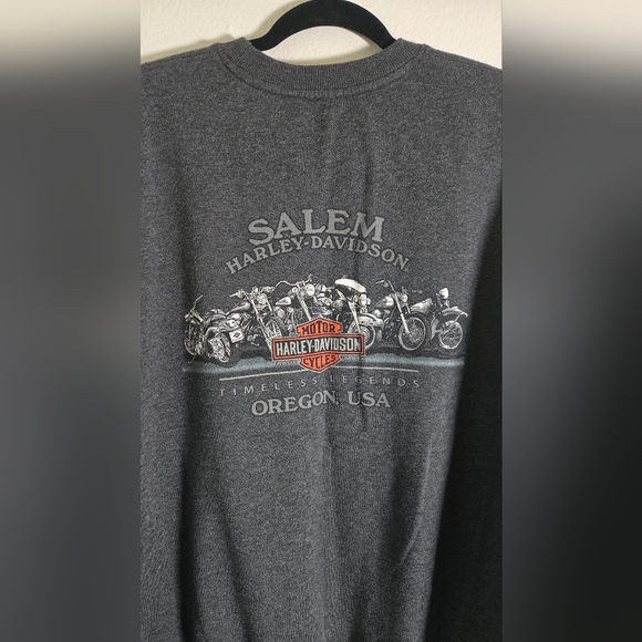 Harley Davidson Eagle Men Gray Crewneck Pullover Salem Oregon Size Large - Picture 4 of 7
